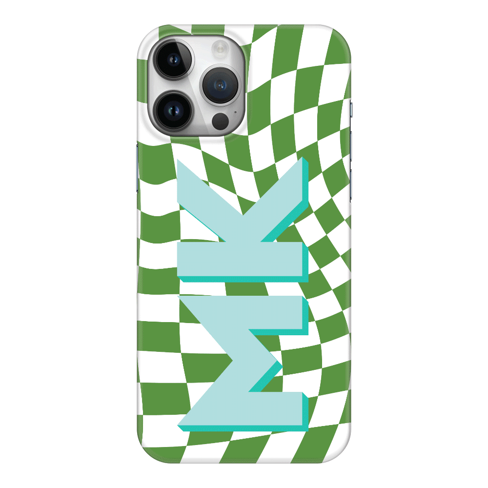 Apple iPhone 15 Pro Max / Snap Classic Custom Monogram Initial Wavy Checkerboard, Phone Case - Stylizedd.com