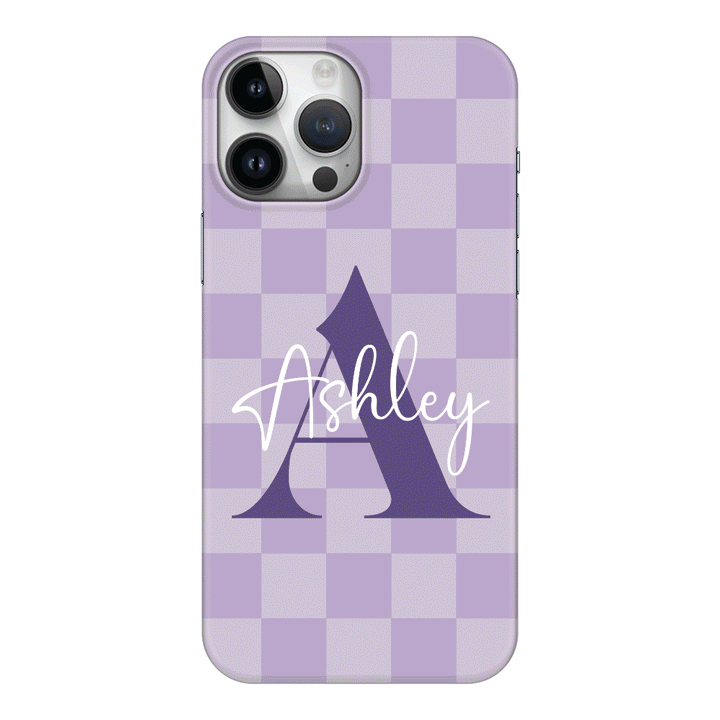 Apple iPhone 15 Pro Max / Clear Classic Personalized Name Initial Monogram Checkerboard, Phone Case - Stylizedd.com