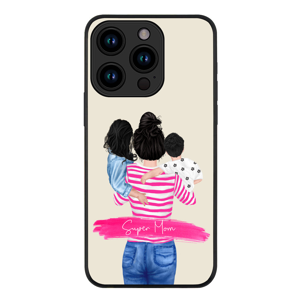 Apple iPhone 15 Pro / Tough Pro Custom Clipart Text Mother Son & Daughter Phone Case - Stylizedd.com