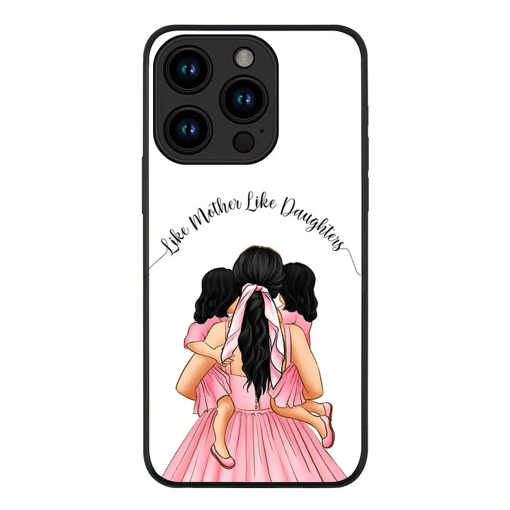 Apple iPhone 15 Pro / Rugged Black Mother 2 daughters Custom Clipart, Text Phone Case - Stylizedd.com