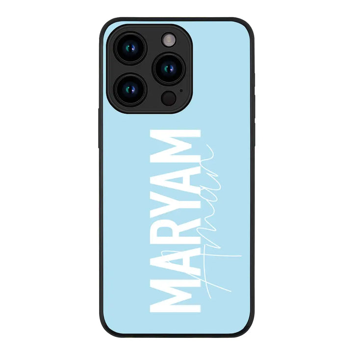 Apple iPhone 15 Pro / Rugged Black Personalized Name Vertical, Phone Case - Stylizedd.com