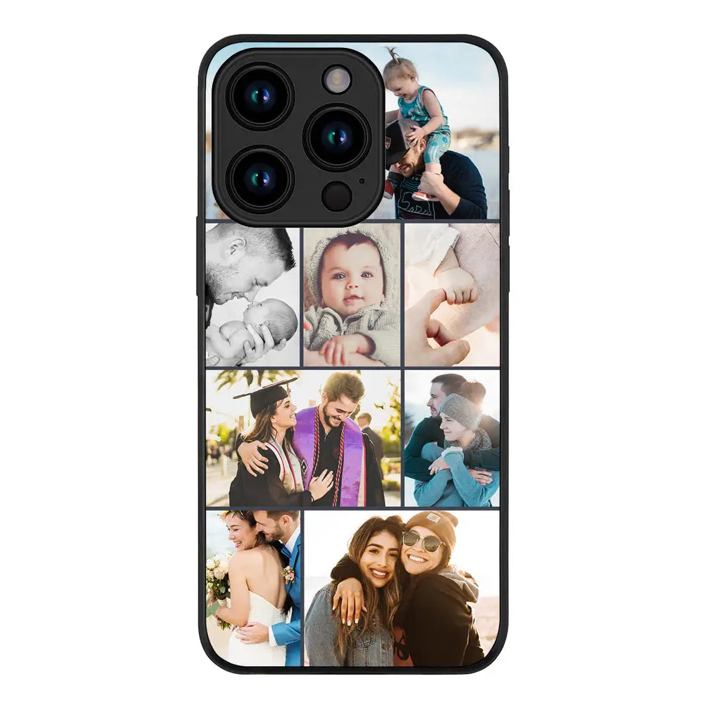 Apple iPhone 15 Pro / Rugged Black Personalised Photo Collage Grid Phone Case - Stylizedd.com