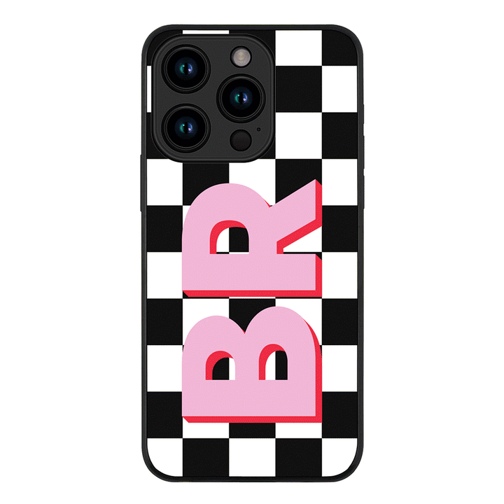 Apple iPhone 15 Pro / Tough Pro Custom Monogram Initial Checkerboard, Phone Case - Stylizedd.com