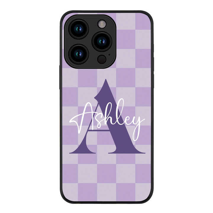 Apple iPhone 15 Pro / Tough Pro Personalized Name Initial Monogram Checkerboard, Phone Case - Stylizedd.com
