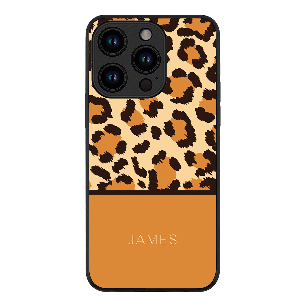 Apple iPhone 15 Pro / Rugged Black Personalized Text Animal Skin Pattern, Phone Case - Stylizedd.com