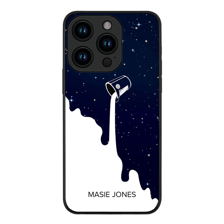 Apple iPhone 15 Pro / Rugged Black Personalized Name Milky Way, Phone Case - Stylizedd.com