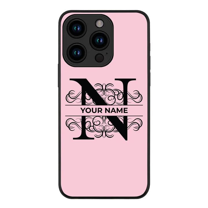 Apple iPhone 15 Pro / Rugged Black Split Floral Initial Phone Case - Stylizedd.com