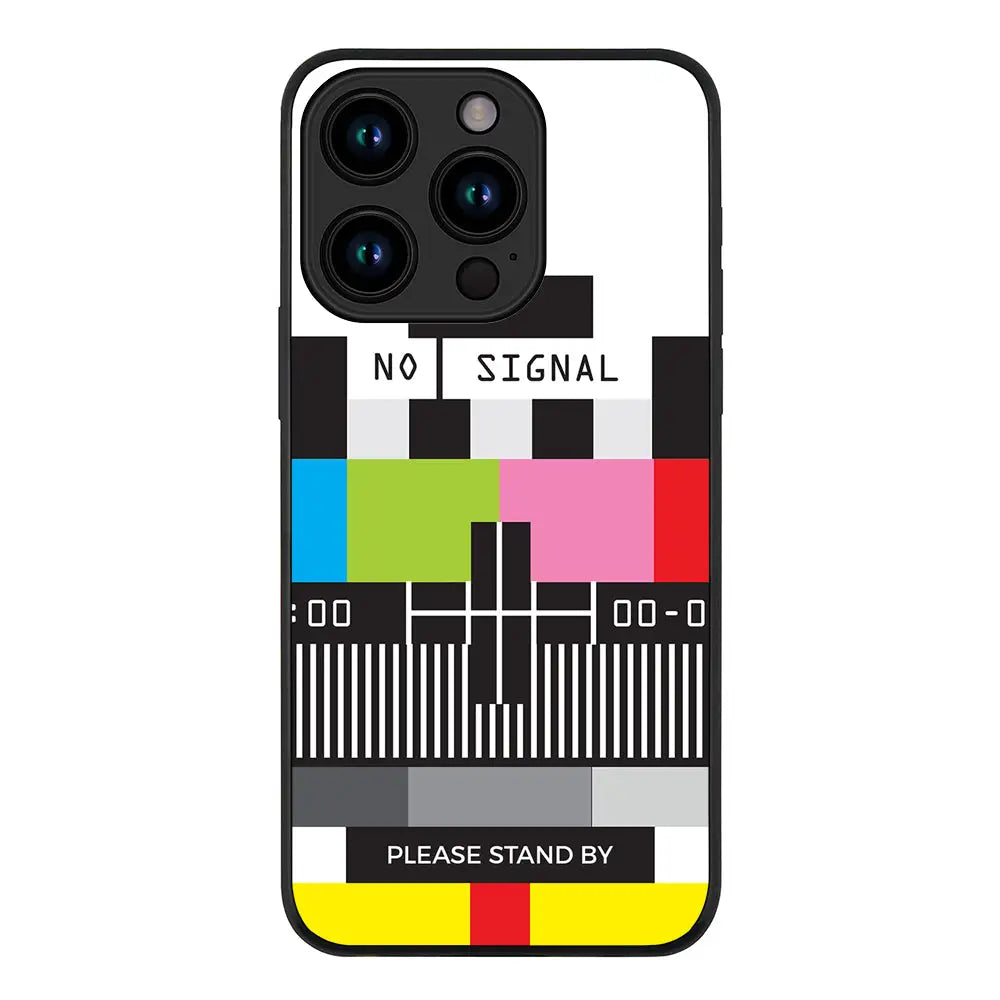 Apple iPhone 15 Pro / Rugged Black Personalized Text Retro No Signal TV Channel, Phone Case - Stylizedd.com
