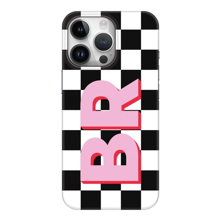 Apple iPhone 15 Pro / Clear Classic Custom Monogram Initial Checkerboard, Phone Case - Stylizedd.com