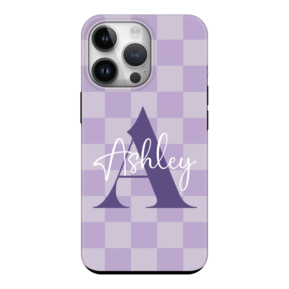 Apple iPhone 15 Pro / Snap Classic Personalized Name Initial Monogram Checkerboard, Phone Case - Stylizedd.com
