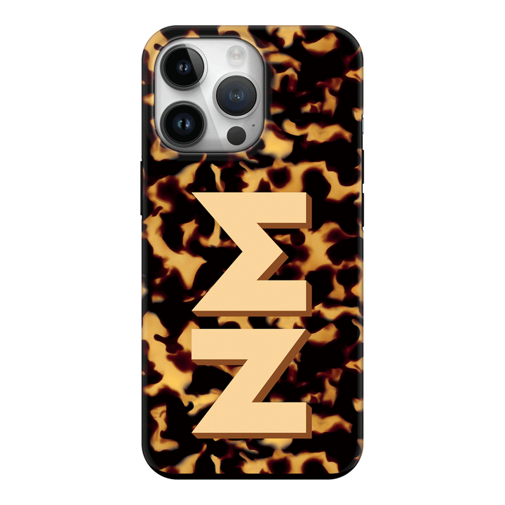 Apple iPhone 15 Pro / Tough Pro Custom Monogram 3D Text Luxury Tortoise Shell Pattern, Phone Case - Stylizedd.com