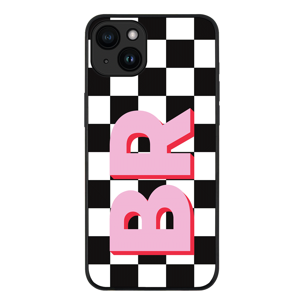 Apple iPhone 15 / Tough Pro Custom Monogram Initial Checkerboard, Phone Case - Stylizedd.com