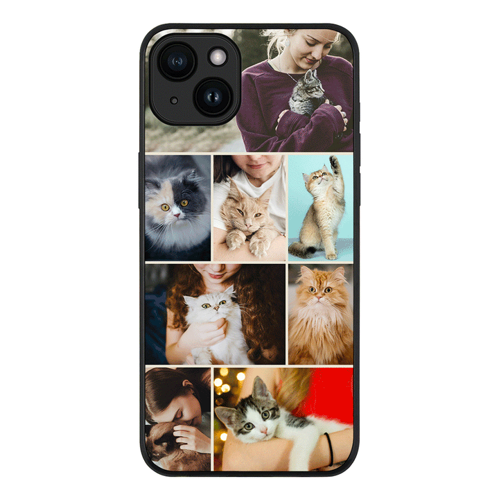 Apple iPhone 15 / Tough Pro Personalised Photo Collage Grid Pet Cat, Phone Case - Stylizedd.com