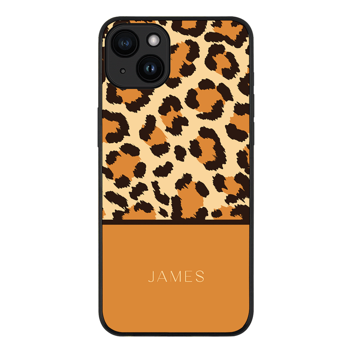 Apple iPhone 15 / Rugged Black Personalized Text Animal Skin Pattern, Phone Case - Stylizedd.com