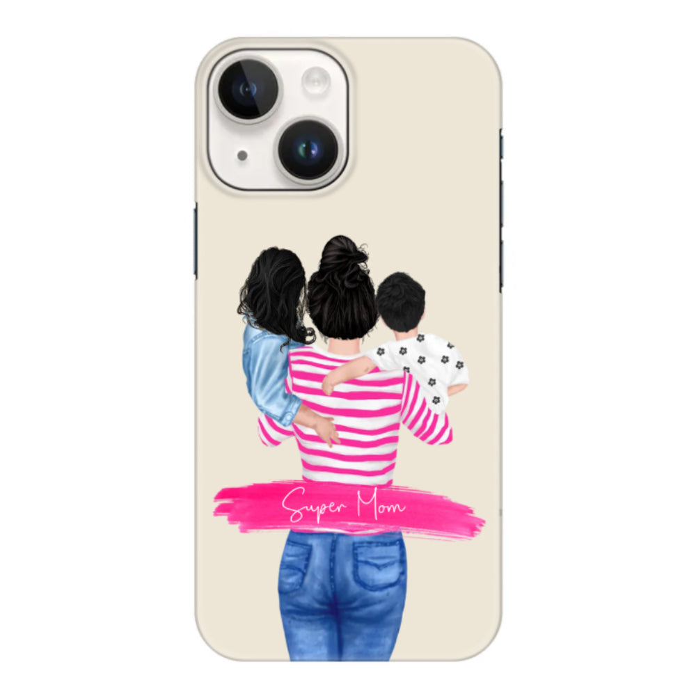 Apple iPhone 15 / Clear Classic Custom Clipart Text Mother Son & Daughter Phone Case - Stylizedd.com
