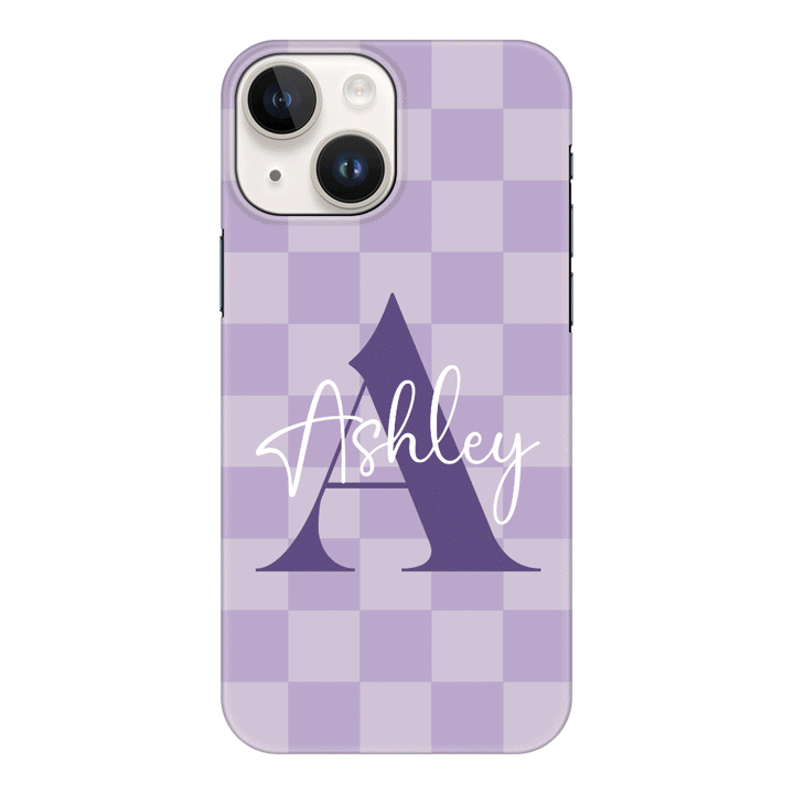 Apple iPhone 15 / Clear Classic Personalized Name Initial Monogram Checkerboard, Phone Case - Stylizedd.com