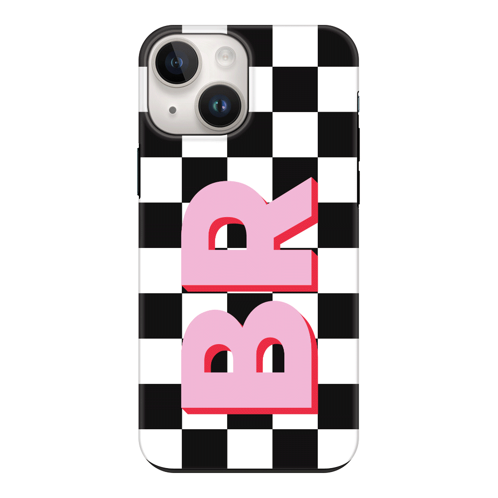 Apple iPhone 15 / Snap Classic Custom Monogram Initial Checkerboard, Phone Case - Stylizedd.com