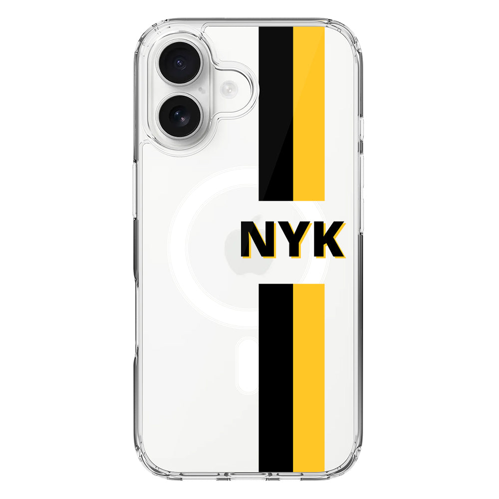 Apple iPhone 16 / Clear MagSafe Custom Striped Monogram Phone Case - Stylizedd.com