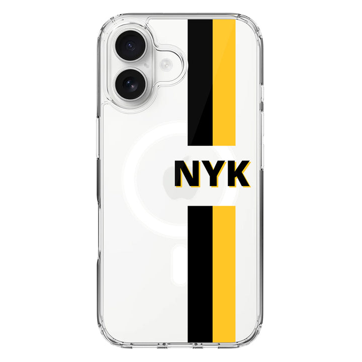 Apple iPhone 16 / Clear MagSafe Custom Striped Monogram Phone Case - Stylizedd.com