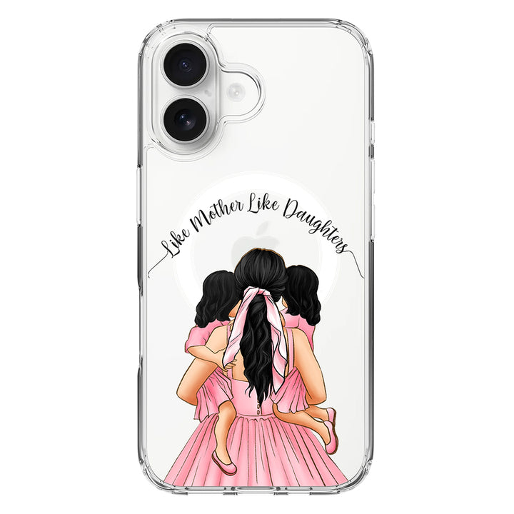 Apple iPhone 16 / Clear MagSafe Mother 2 daughters Custom Clipart, Text Phone Case - Stylizedd.com