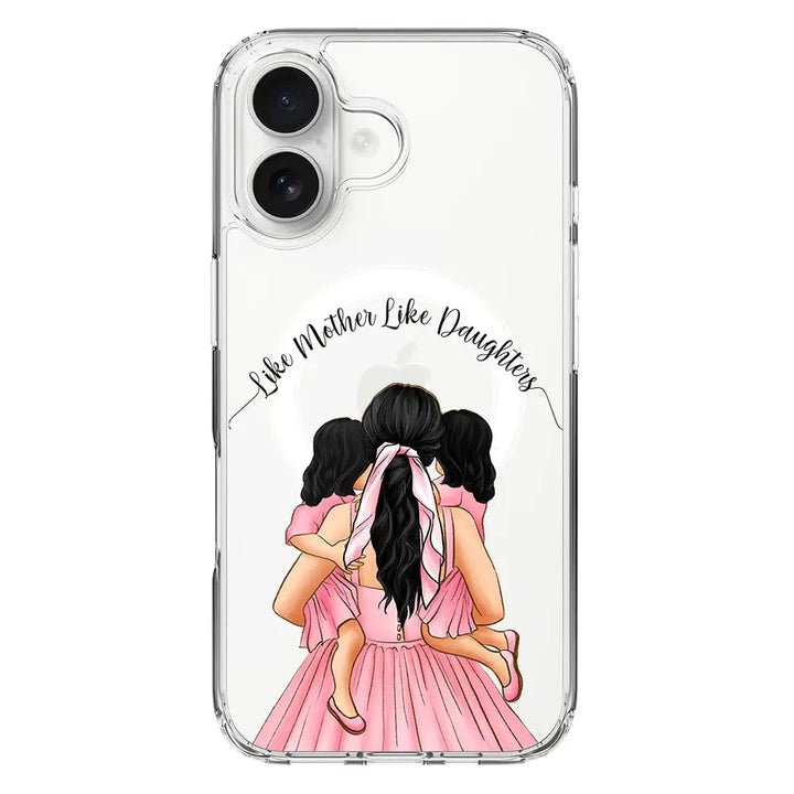 Apple iPhone 16 / Clear Classic Mother 2 daughters Custom Clipart, Text Phone Case - Stylizedd.com