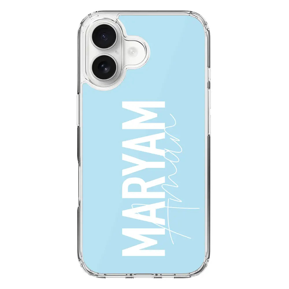 Apple iPhone 16 / Clear Classic Personalized Name Vertical, Phone Case - Stylizedd.com