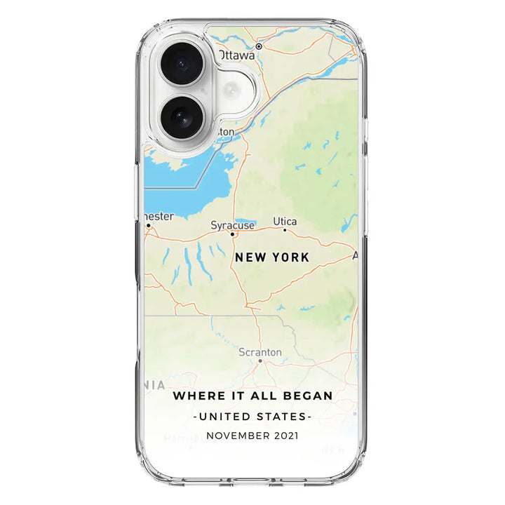 Apple iPhone 16 / Clear Classic Personalized map, Phone Case - Stylizedd.com