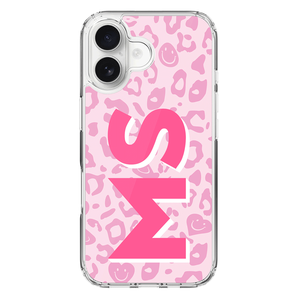 Apple iPhone 16 / Clear MagSafe Custom Monogram Initial 3D Shadow Text Seamless Pattern, Phone Case - Stylizedd.com