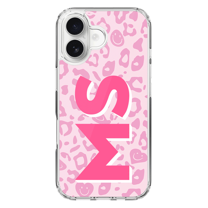 Apple iPhone 16 / Clear MagSafe Custom Monogram Initial 3D Shadow Text Seamless Pattern, Phone Case - Stylizedd.com