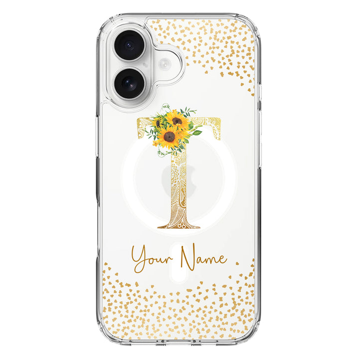Apple iPhone 16 / Clear MagSafe Floral Mandala Initial Phone Case - Stylizedd.com