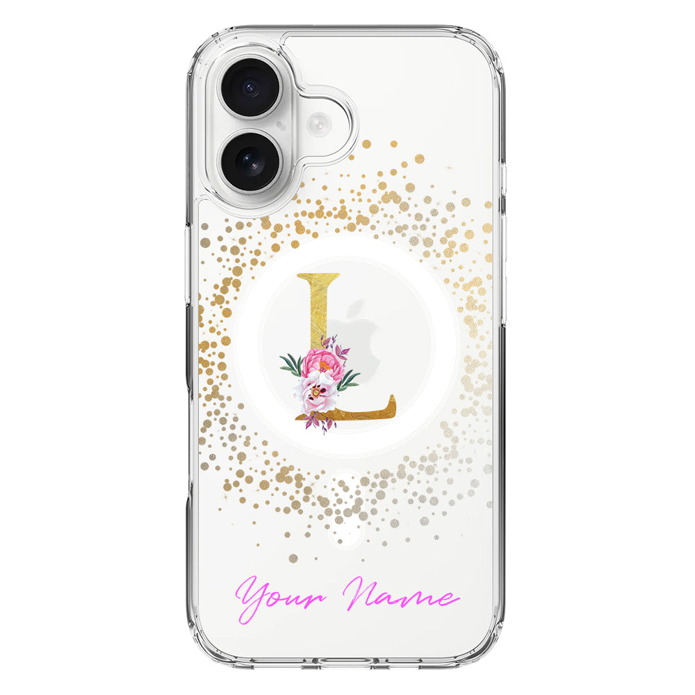 Apple iPhone 16 / Clear MagSafe Floral Initial Phone Case - Stylizedd.com