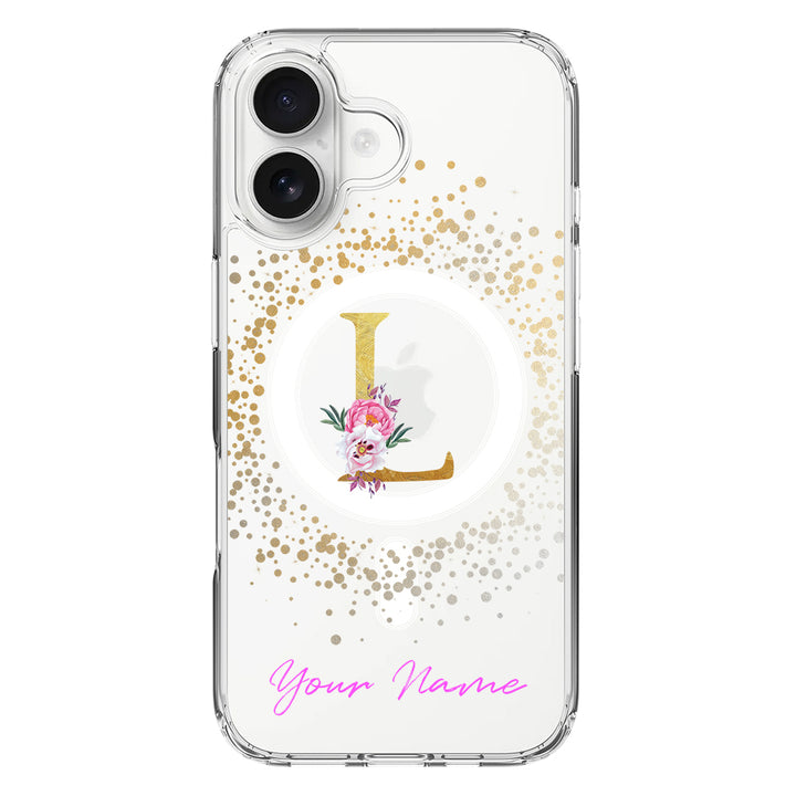 Apple iPhone 16 / Clear MagSafe Floral Initial Phone Case - Stylizedd.com