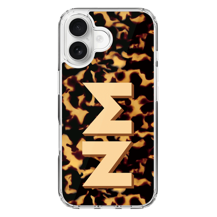 Apple iPhone 16 / Clear MagSafe Custom Monogram 3D Text Luxury Tortoise Shell Pattern, Phone Case - Stylizedd.com