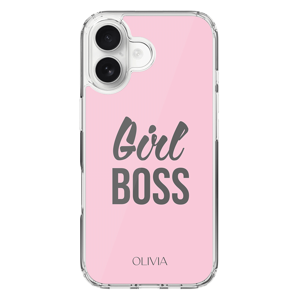 Apple iPhone 16 / Clear MagSafe Personalized Name Girl Boss, Phone Case - Stylizedd.com