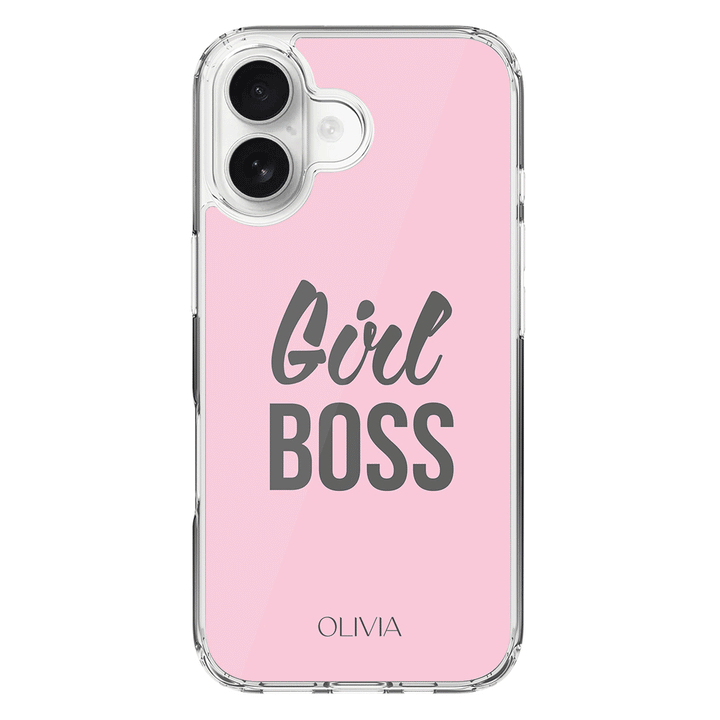 Apple iPhone 16 / Clear MagSafe Personalized Name Girl Boss, Phone Case - Stylizedd.com