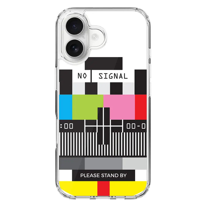 Apple iPhone 16 / Clear MagSafe Personalized Text Retro No Signal TV Channel, Phone Case - Stylizedd.com