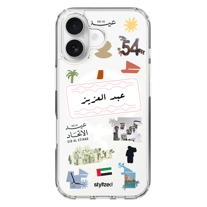 Apple iPhone 16 / Clear MagSafe Custom Eid Al Etihad 54 National Day Sticker, Phone Case - Stylizedd.com