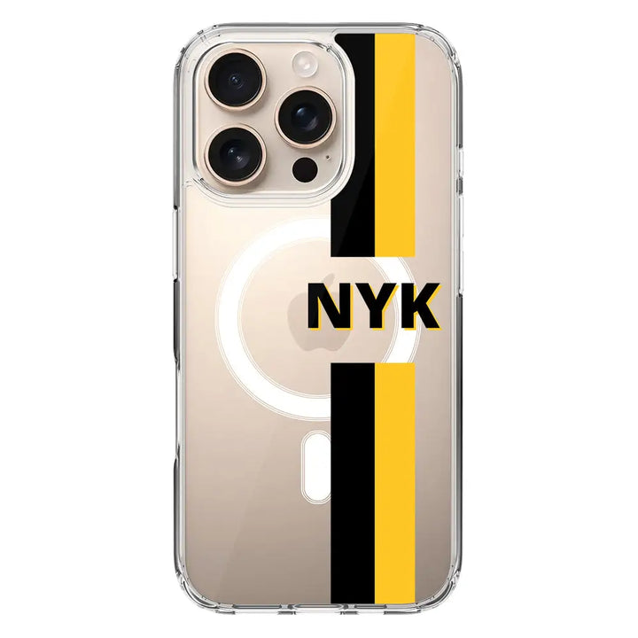 Apple iPhone 16 Pro / Clear Classic Custom Striped Monogram Phone Case - Stylizedd.com