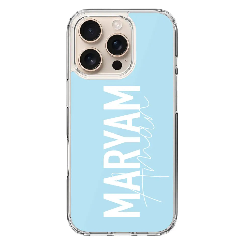 Apple iPhone 16 Pro / Clear Classic Personalized Name Vertical, Phone Case - Stylizedd.com