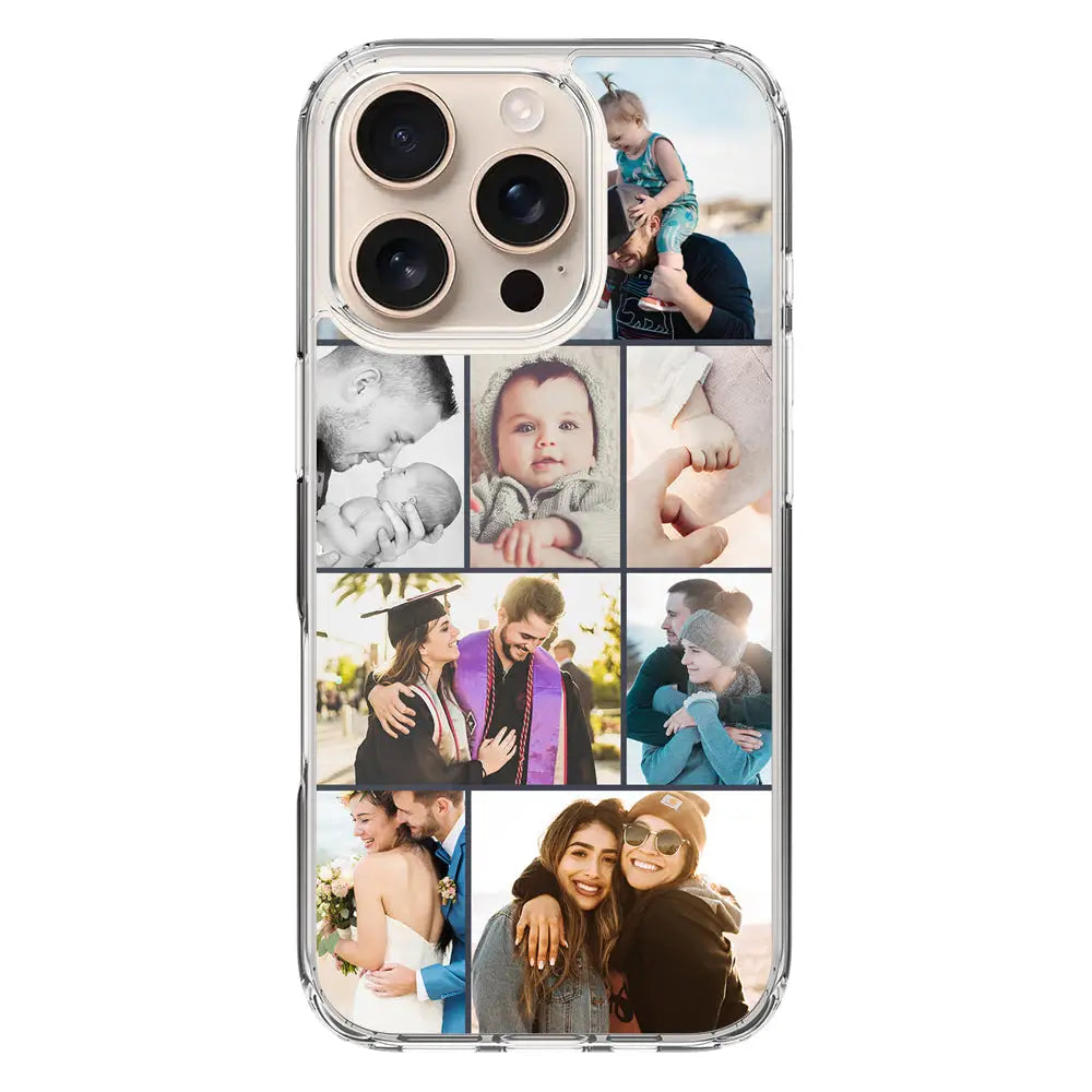 Apple iPhone 16 Pro / Clear MagSafe Personalised Photo Collage Grid Phone Case - Stylizedd.com