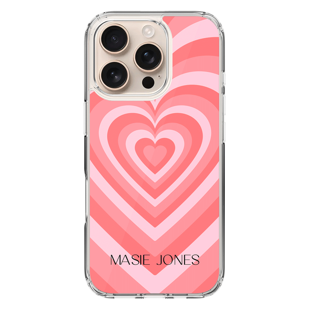 Apple iPhone 16 Pro / Clear MagSafe Personalized Name Retro Hearts, Phone Case - Stylizedd.com