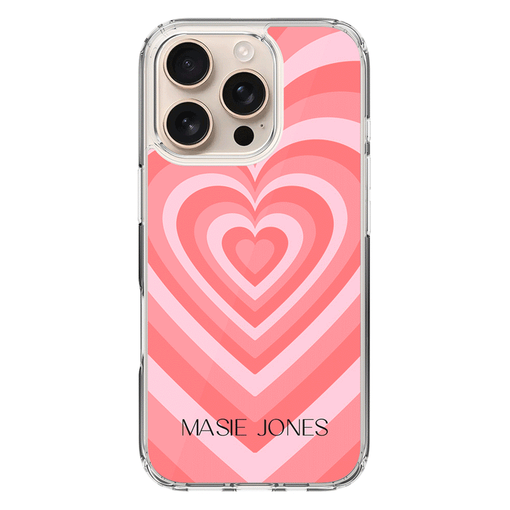 Apple iPhone 16 Pro / Clear MagSafe Personalized Name Retro Hearts, Phone Case - Stylizedd.com