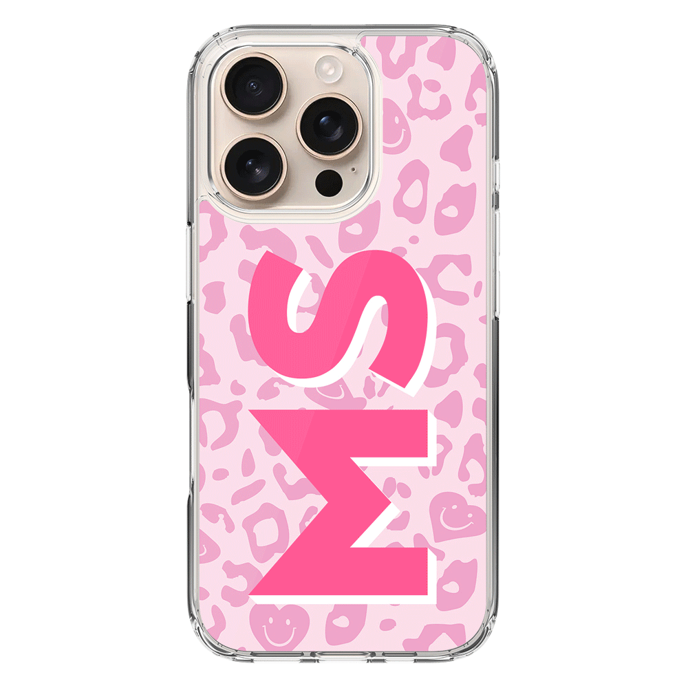 Apple iPhone 16 Pro / Clear MagSafe Custom Monogram Initial 3D Shadow Text Seamless Pattern, Phone Case - Stylizedd.com