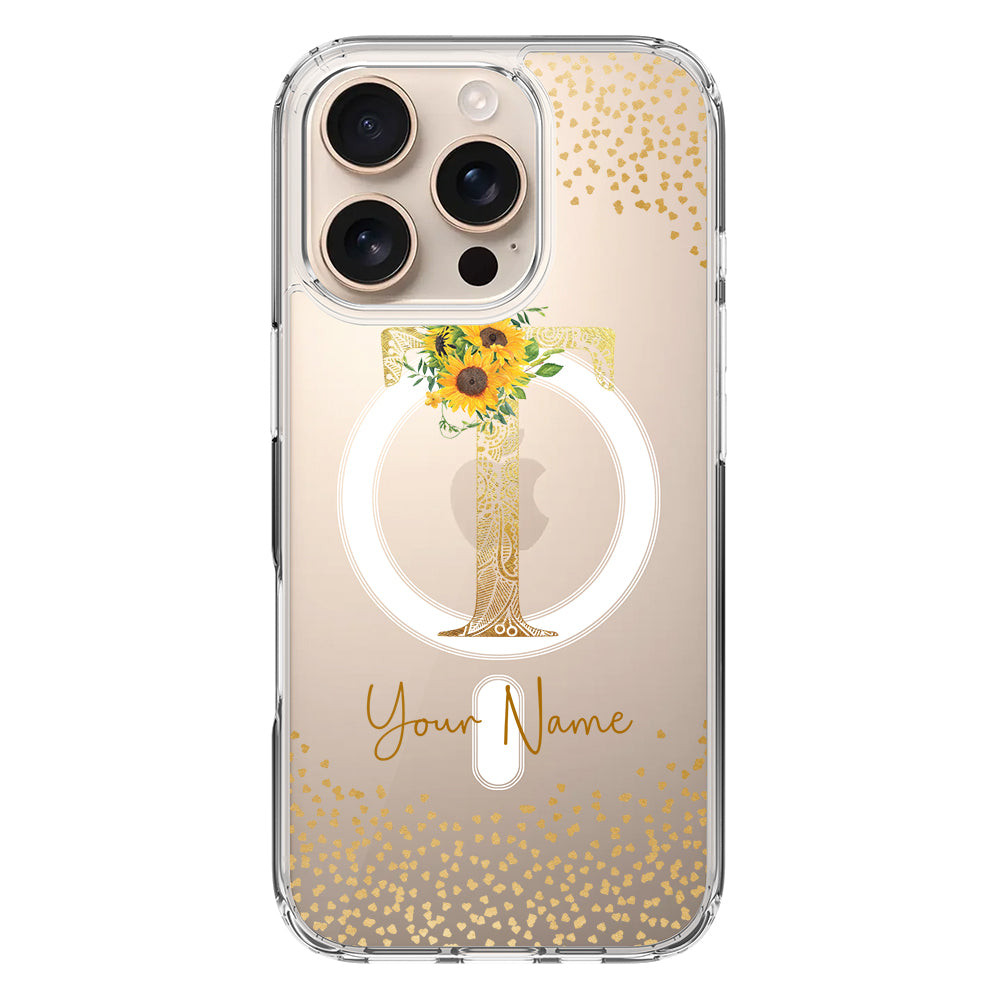 Apple iPhone 16 Pro / Clear MagSafe Floral Mandala Initial Phone Case - Stylizedd.com