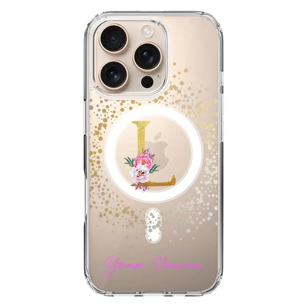 Apple iPhone 16 Pro / Clear Classic Floral Initial Phone Case - Stylizedd.com