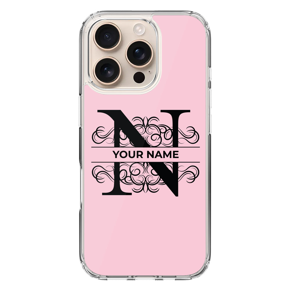 Apple iPhone 16 Pro / Clear MagSafe Split Floral Initial Phone Case - Stylizedd.com