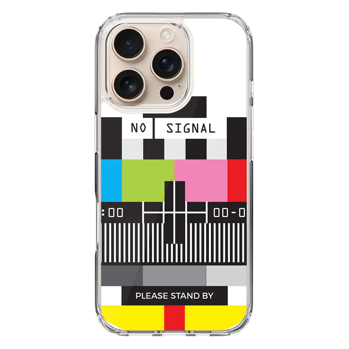 Apple iPhone 16 Pro / Clear MagSafe Personalized Text Retro No Signal TV Channel, Phone Case - Stylizedd.com