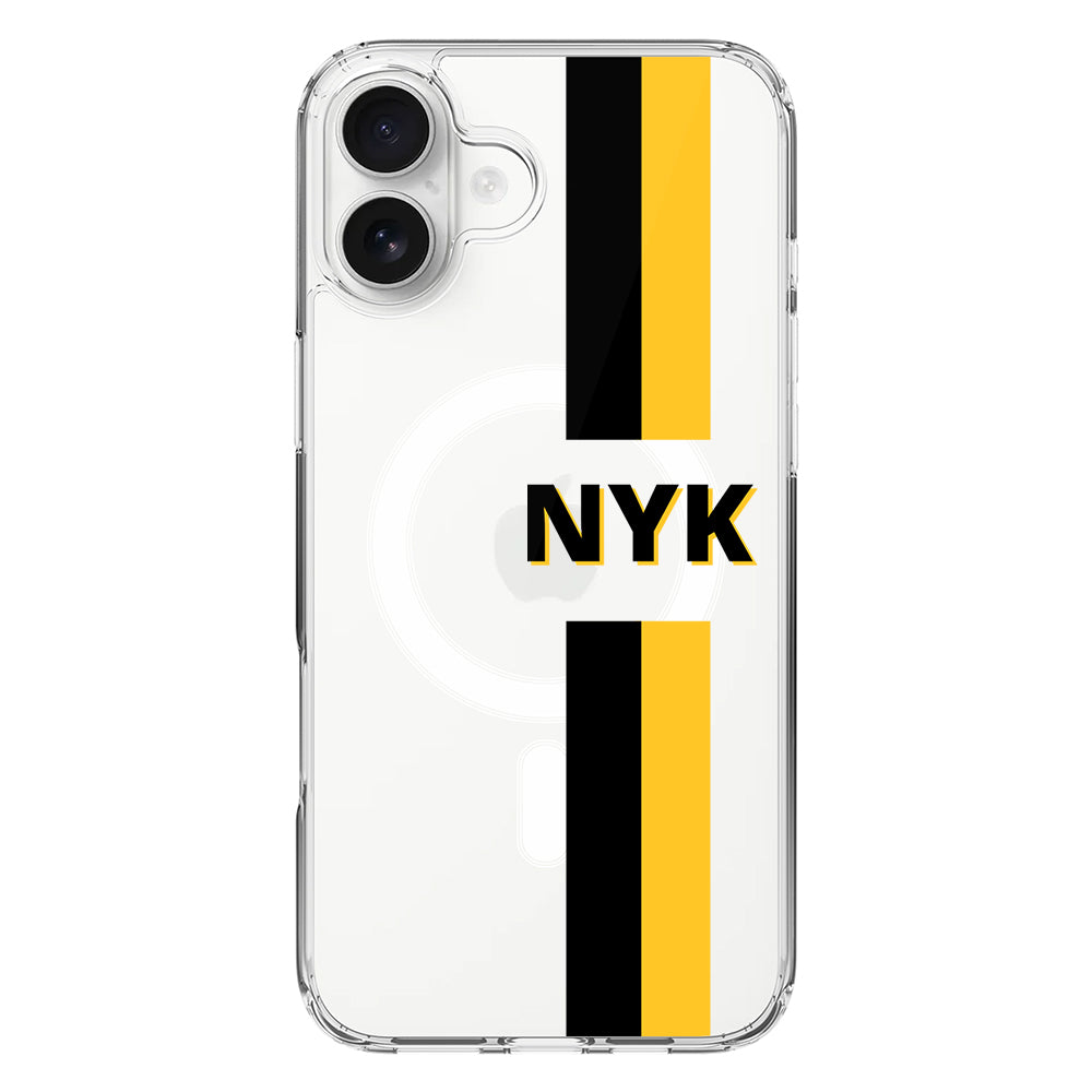 Apple iPhone 16 Plus / Clear MagSafe Custom Striped Monogram Phone Case - Stylizedd.com