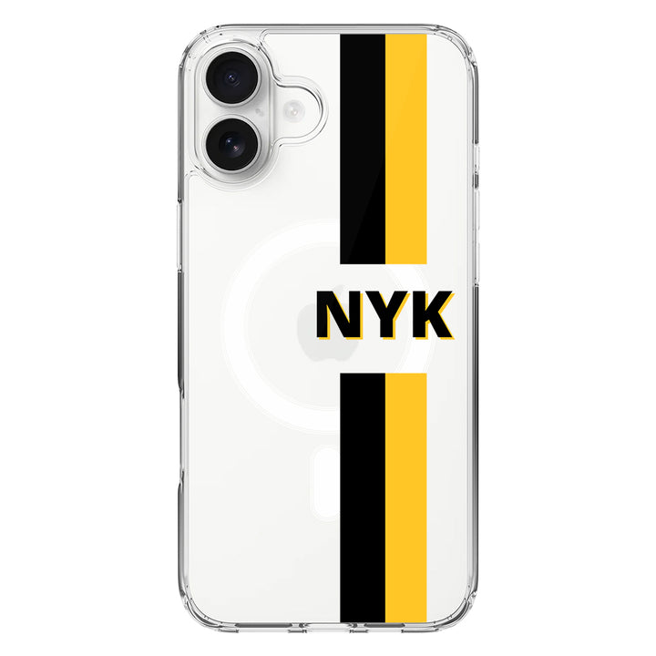 Apple iPhone 16 Plus / Clear MagSafe Custom Striped Monogram Phone Case - Stylizedd.com