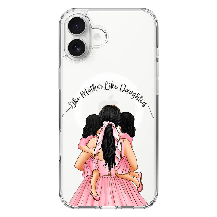 Apple iPhone 16 Plus / Clear MagSafe Mother 2 daughters Custom Clipart, Text Phone Case - Stylizedd.com